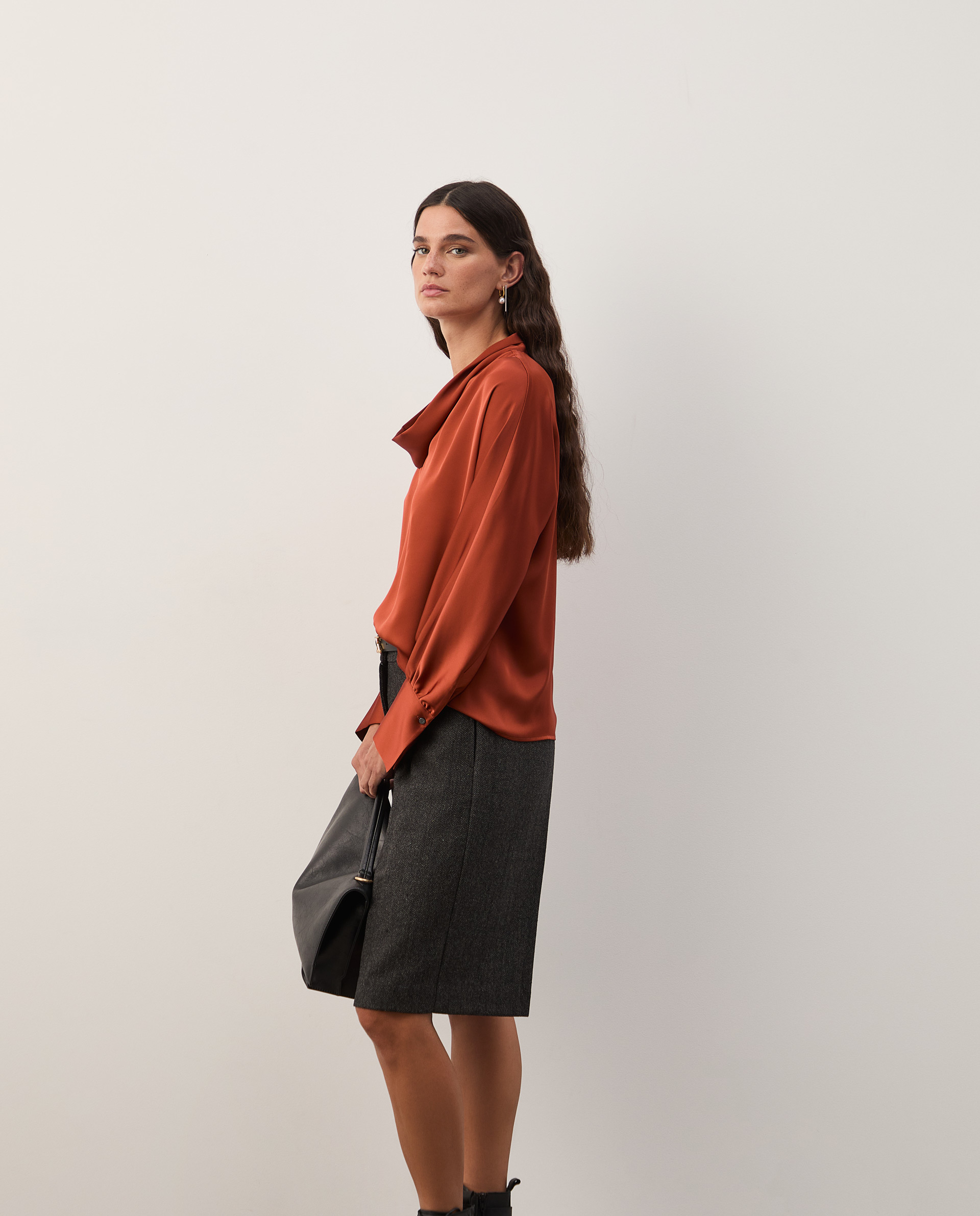 Satin blouse with bow