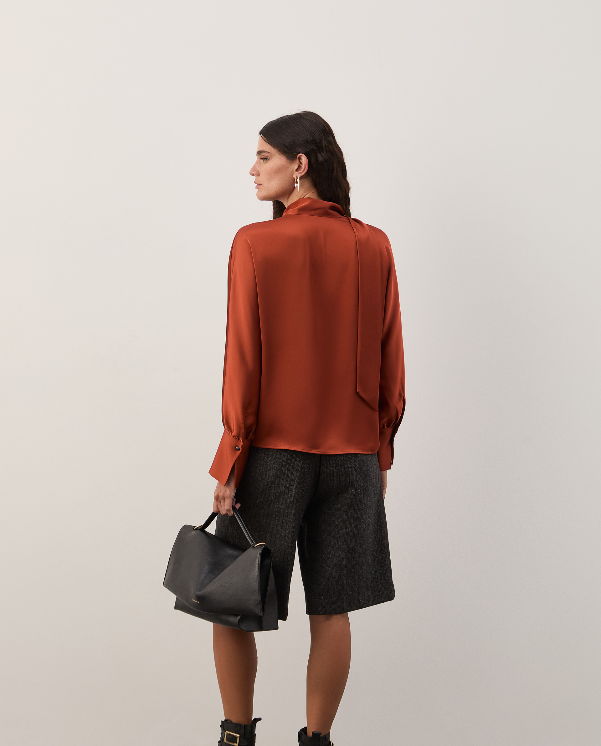 Satin blouse with bow