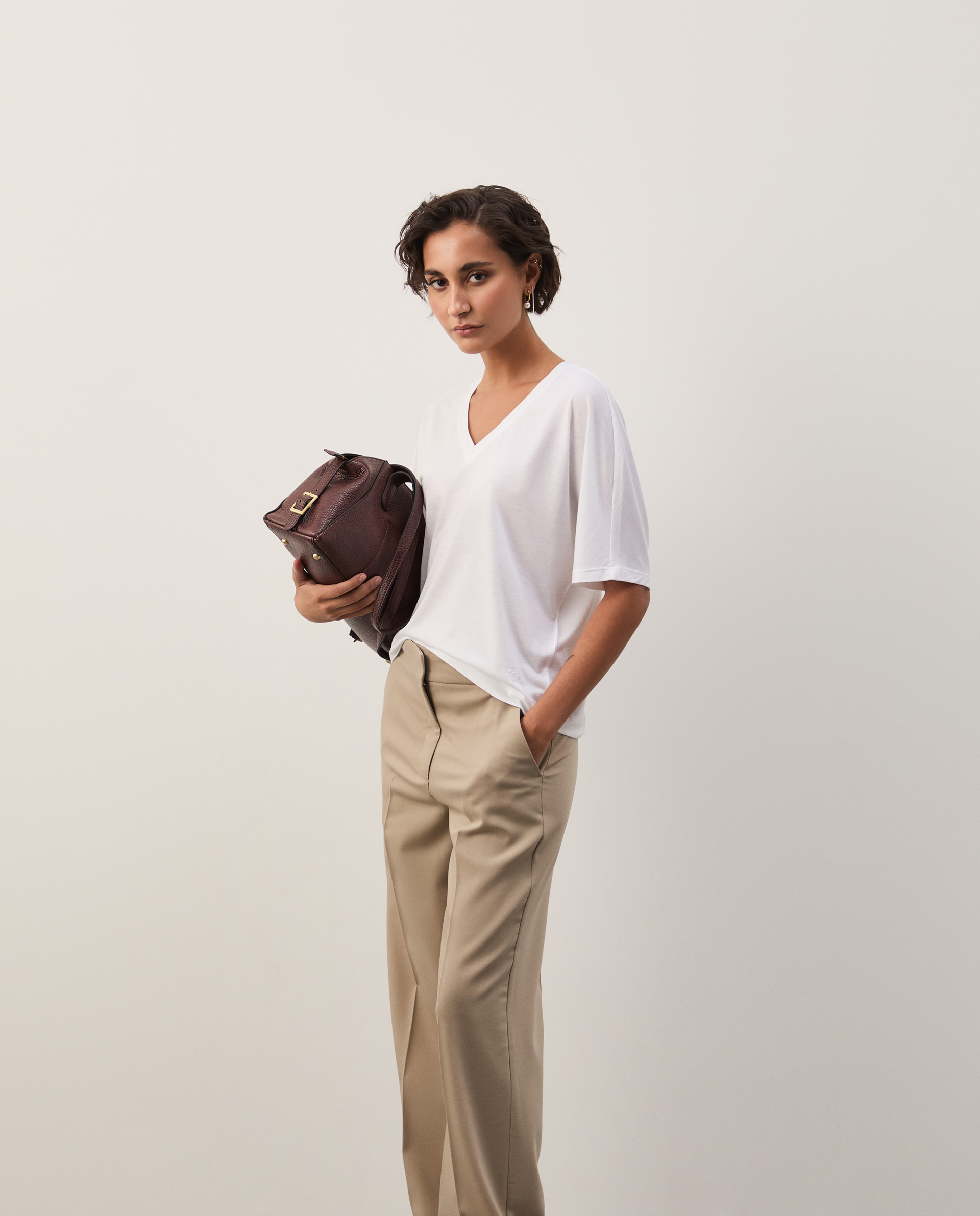 T-shirt made of lyocell and cotton