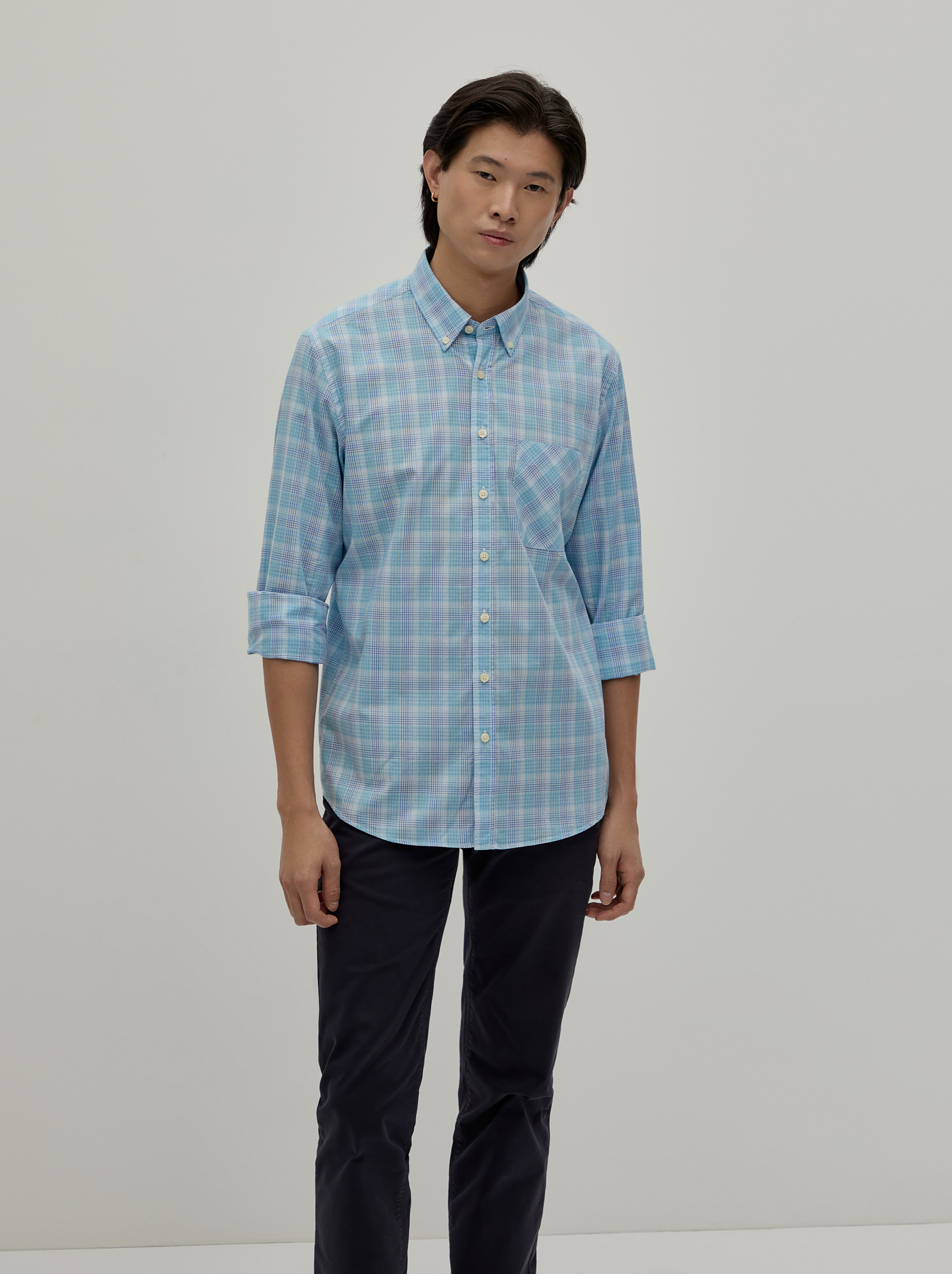 Regular fit plaid shirt with pocket
