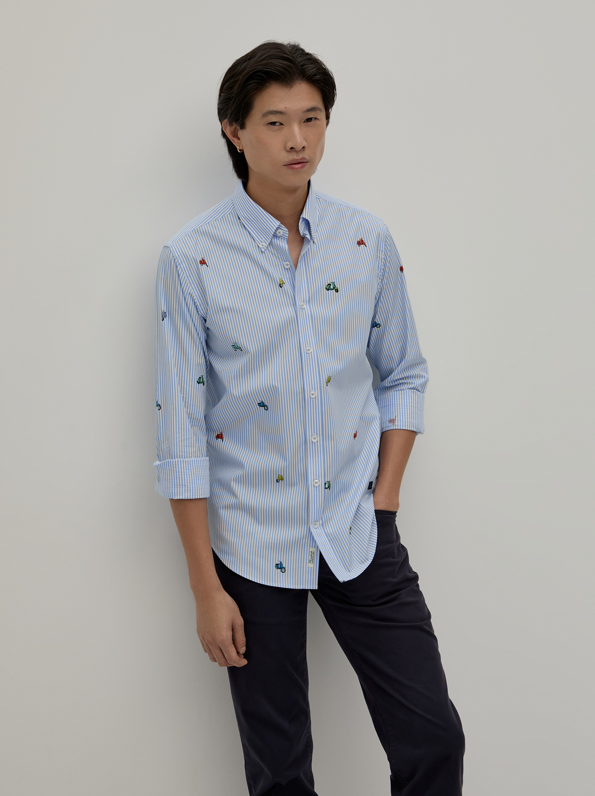 Camisa de rayas con micro estampado