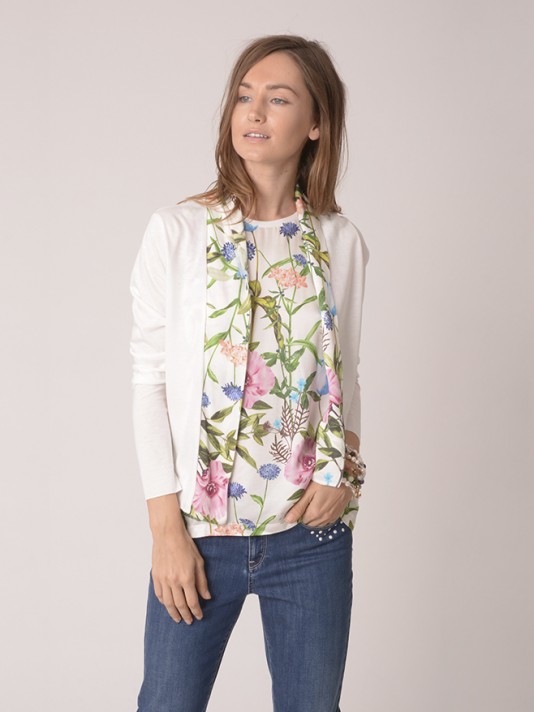 Cardigan with flowers details