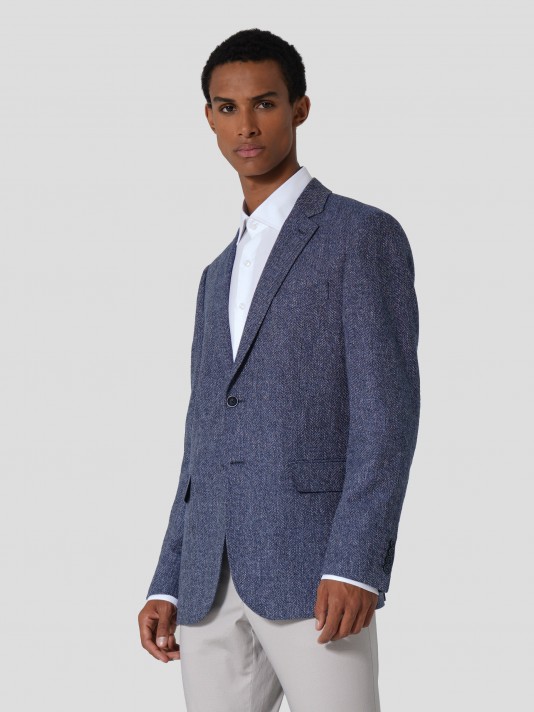 Regular fit cotton and linen blazer