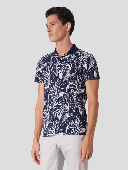 All over printed jersey polo shirt