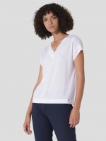 Tunic in lyocell and cotton with V-neck