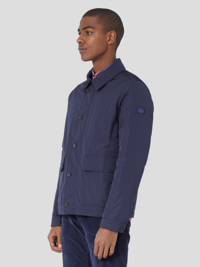 Technical fabric jacket with buttons