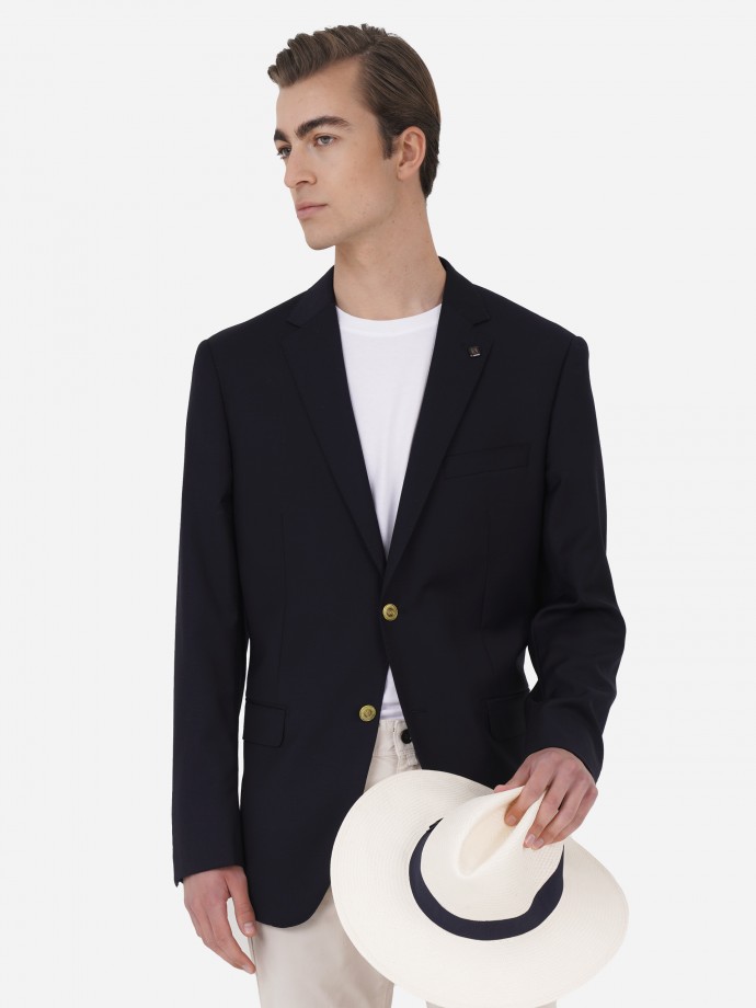 Blazer regular fit em lã Blazer regular fit em lã