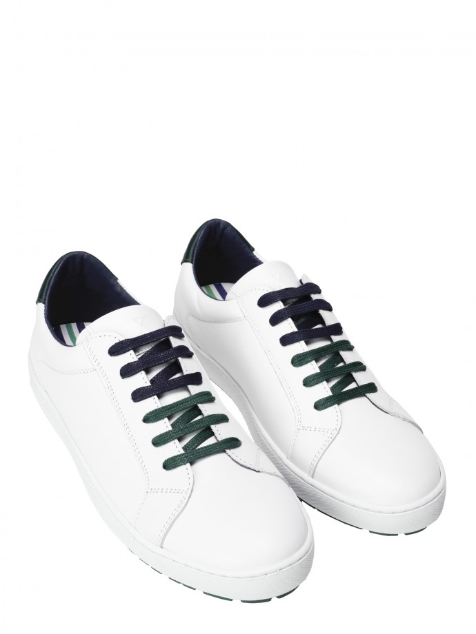 Leather sneakers with green detail