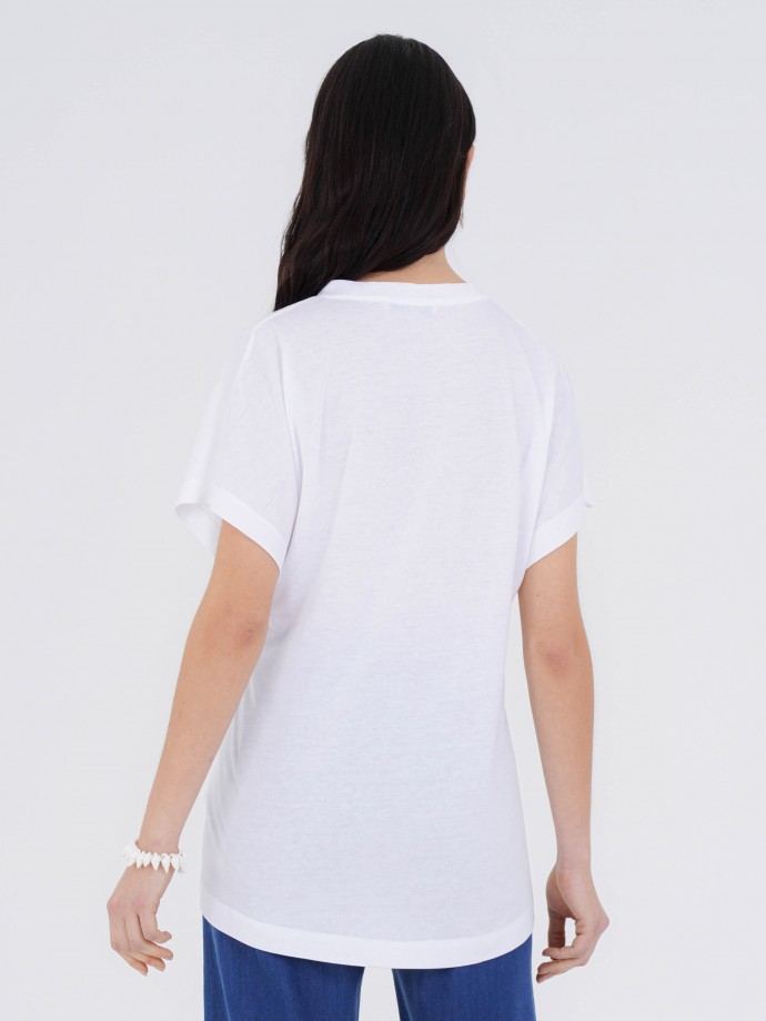 Asymmetrical tunic in lyocell and cotton