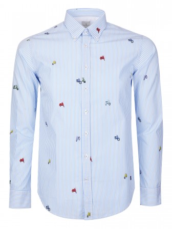 Camisa de rayas con micro estampado Camisa de rayas con micro estampado
