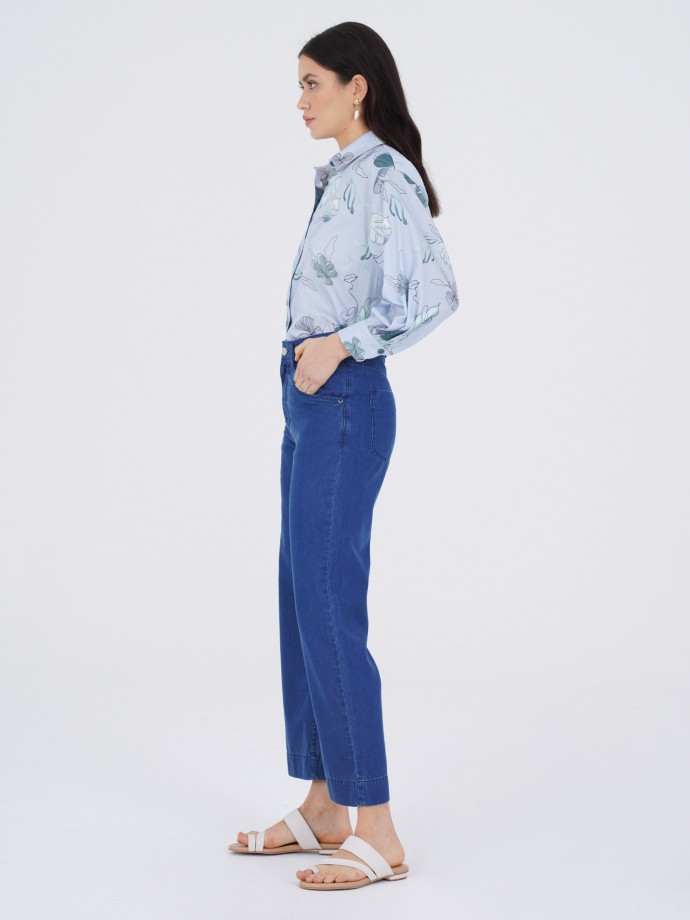 Denim trousers in lyocell and cotton