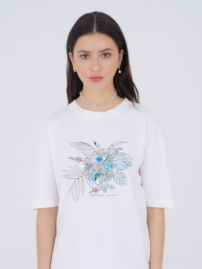 T-shirt com estampado floral