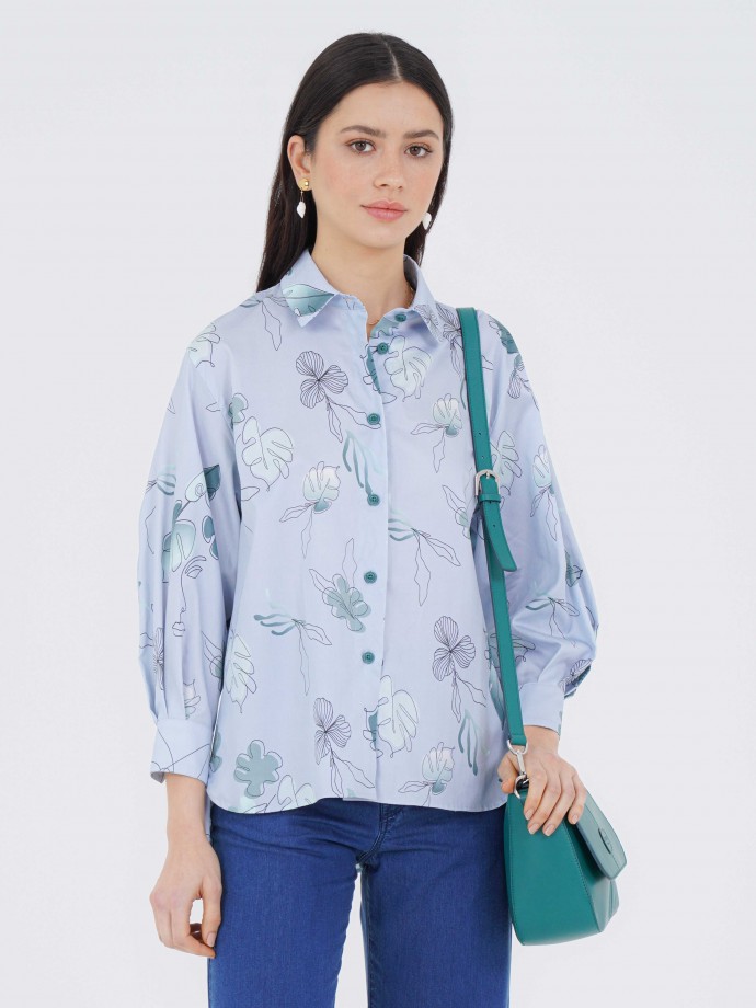 Long sleeve printed blouse