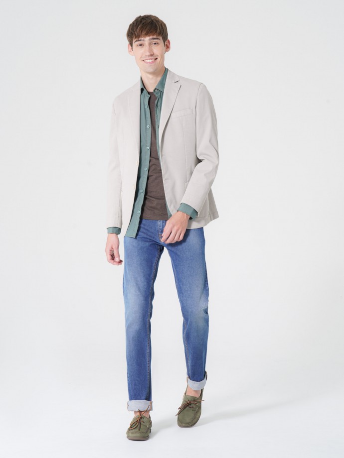 Americana slim fit de algodn elstico