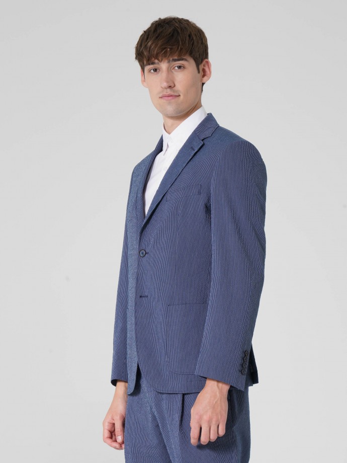 Regular fit blazer in stretch cotton