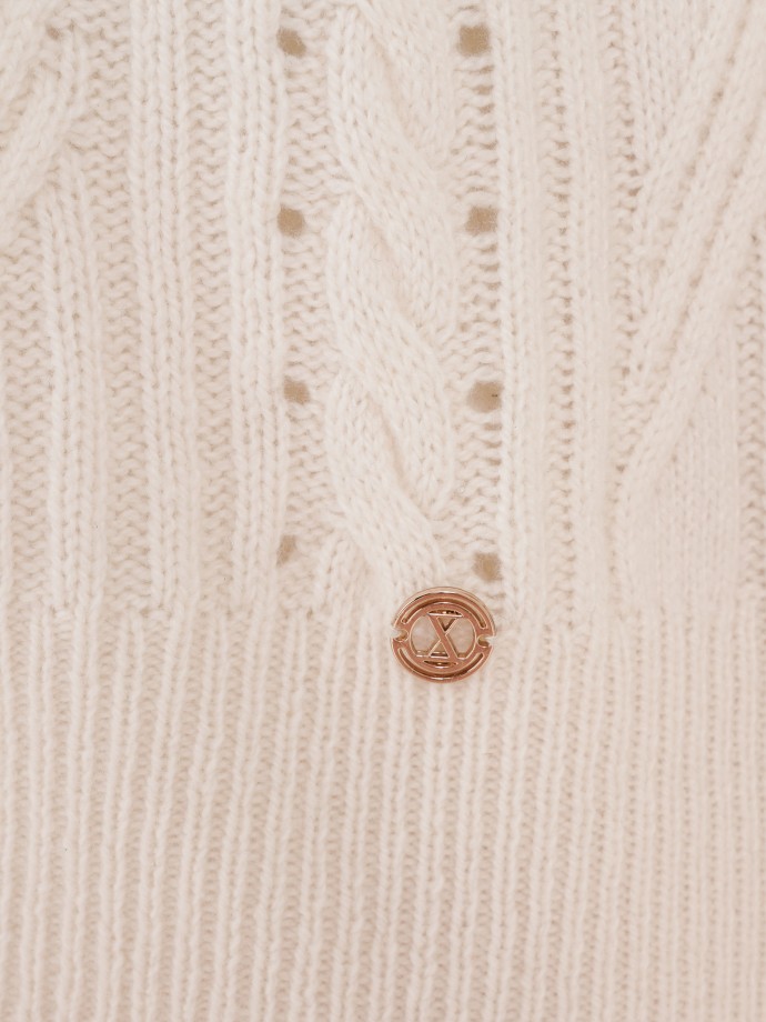 Camisola rendilhada em lã e algodão