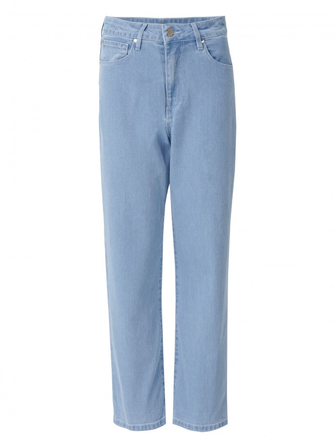 5 pocket straight crop denim trousers