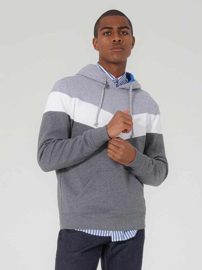 Sweatshirt tricolor com capuz Sweatshirt tricolor com capuz