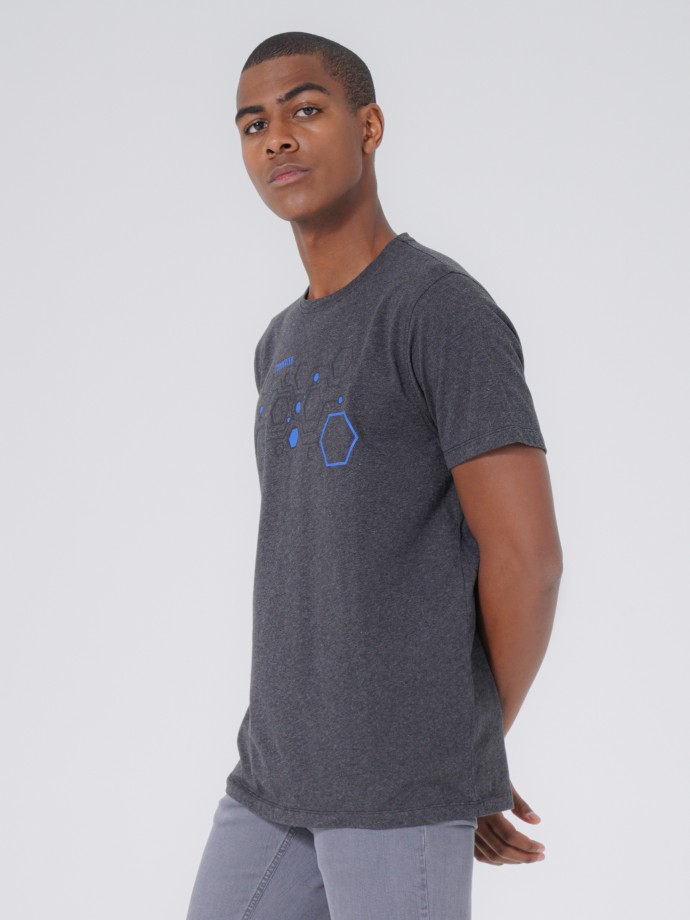 Printed and embroidered T-shirt