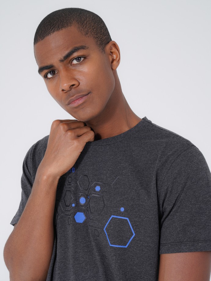 Printed and embroidered T-shirt
