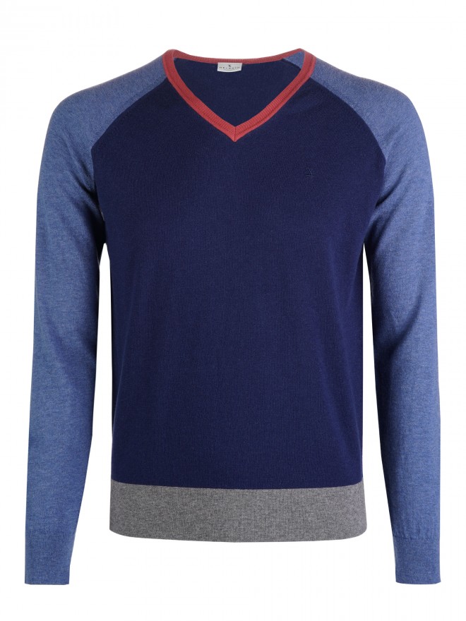 Merino wool and cotton V-neck sweater Merino wool and cotton V-neck sweater