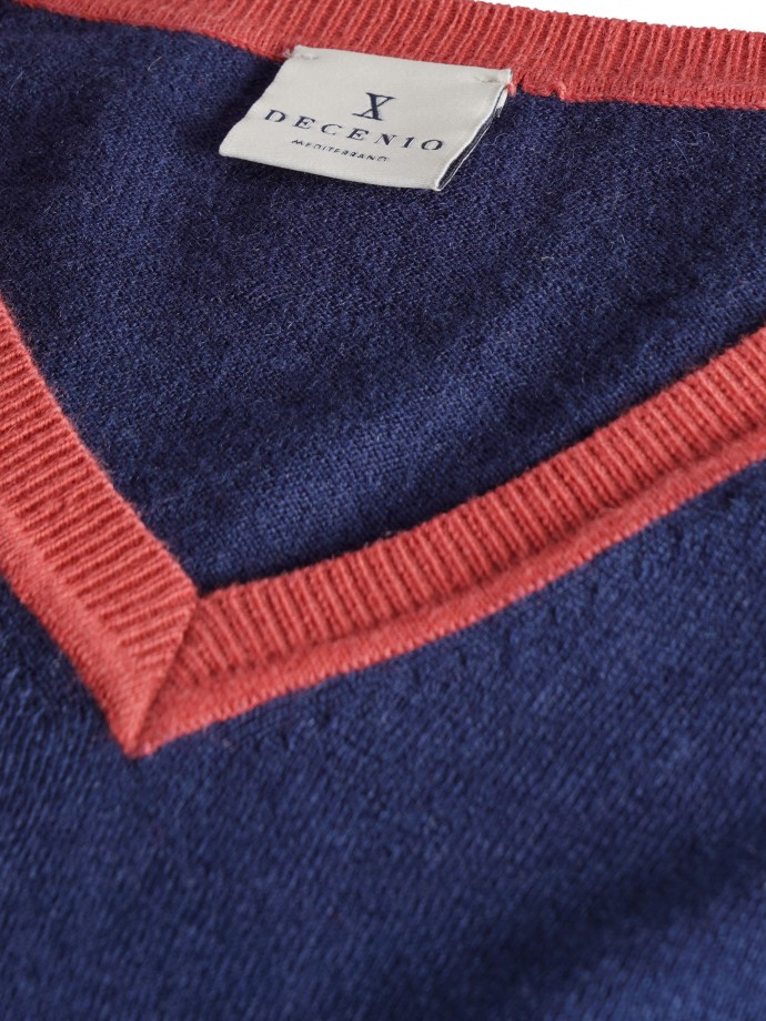 Merino wool and cotton V-neck sweater