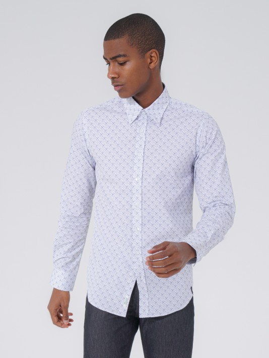 Slim fit shirt printed with micro motifs