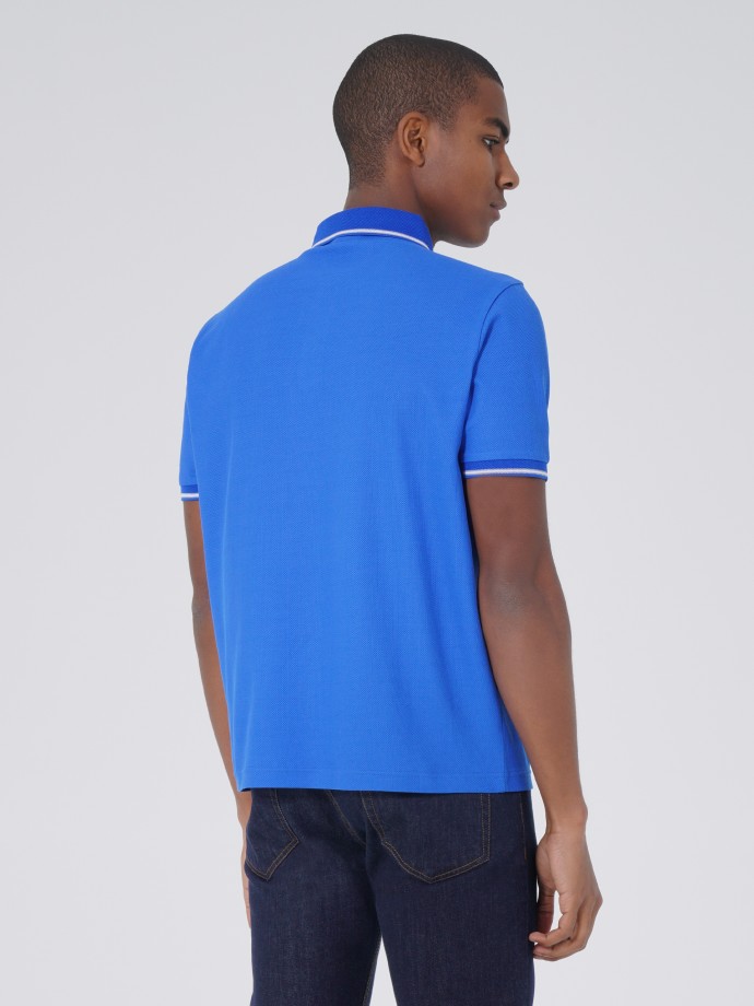 Piqué polo with striped detail