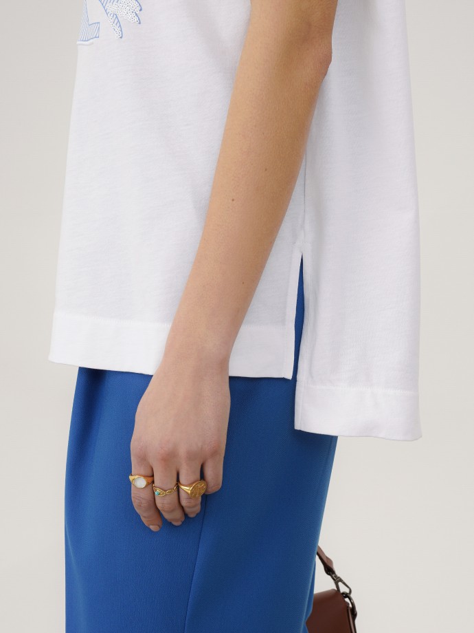 Oversized lyocell and cotton t-shirt