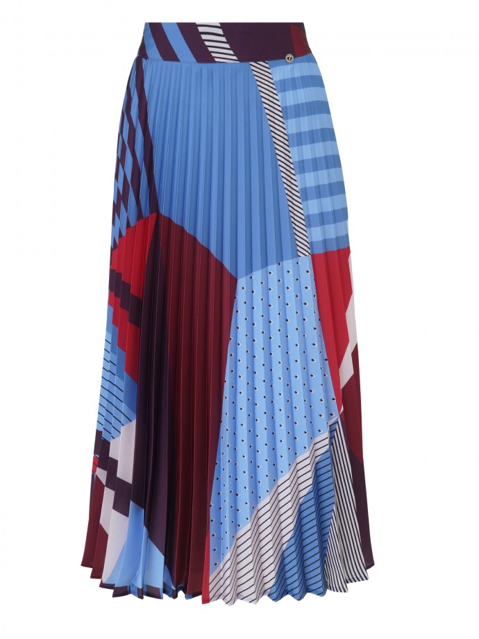 Printed pleated skirt with geometric motifs