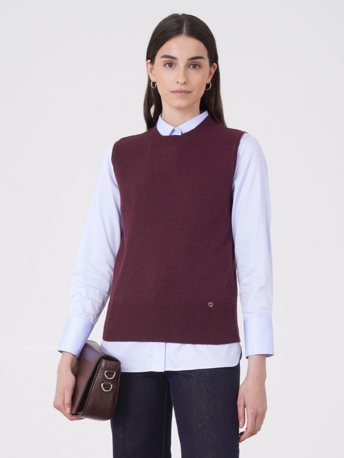 Knitted vest with cashmere