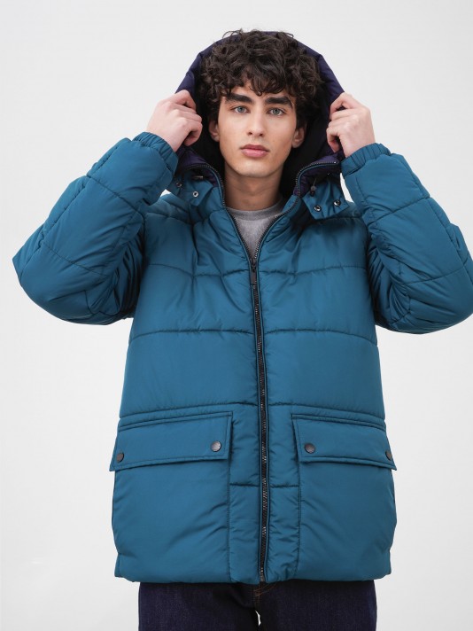 Padded jacket with double hood
