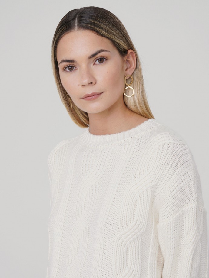 Merino wool braided sweater