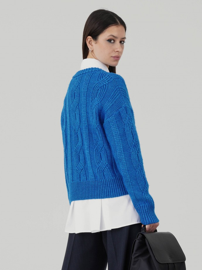 Merino wool braided sweater