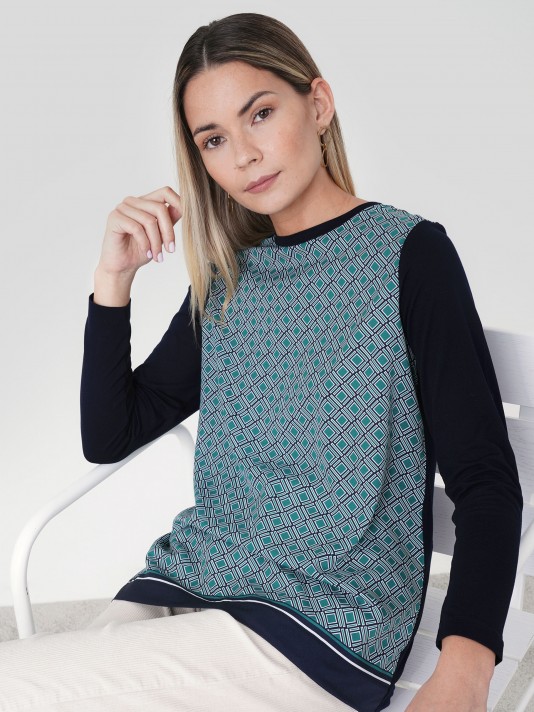 Printed combined sweater