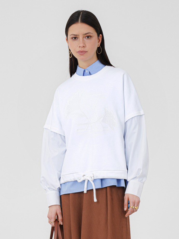 Sweatshirt combinada com bordado
