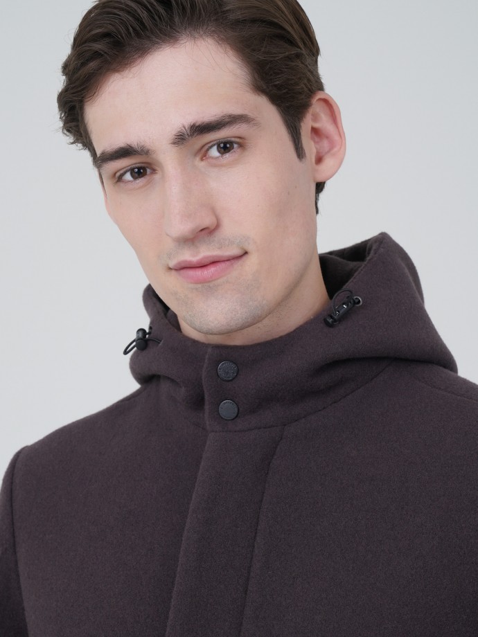 Wool jacket with hood