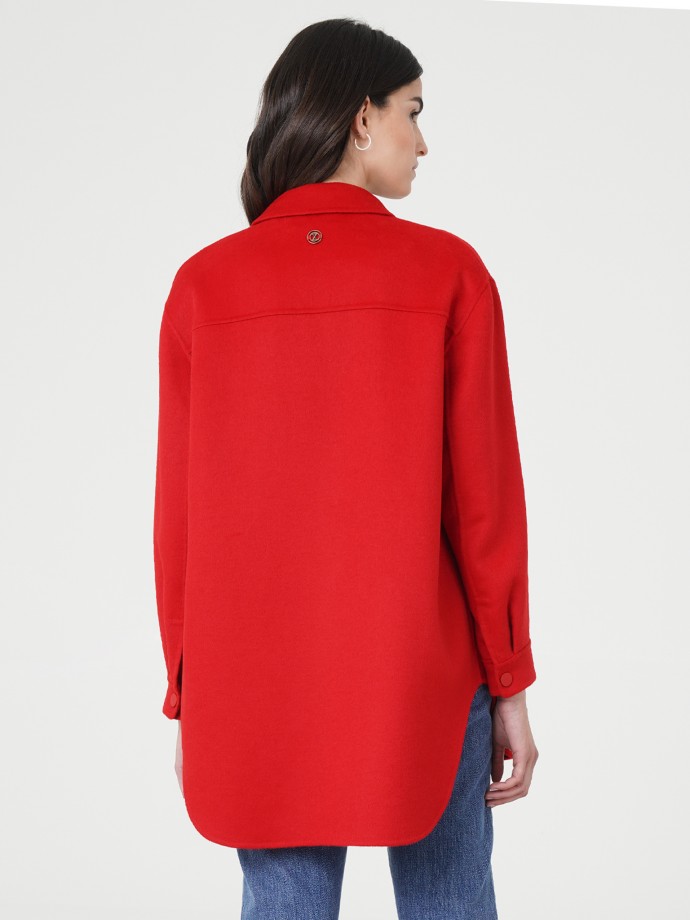 Asymmetric wool overshirt