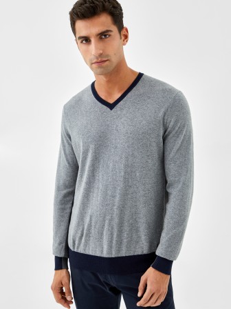 Jersey de algodón y cachemir con cuello de pico Jersey de algodón y cachemir con cuello de pico