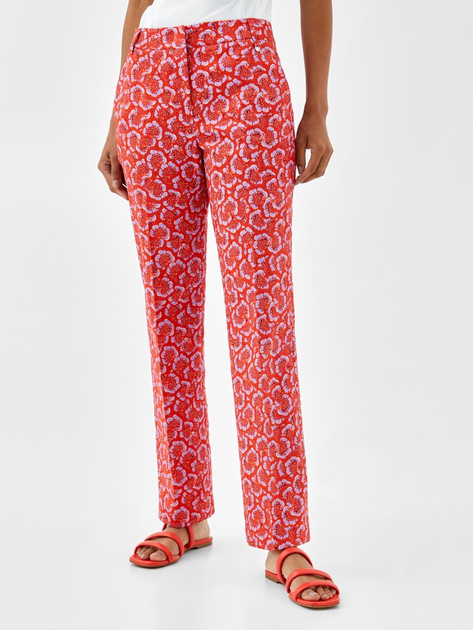 Printed bootcut trousers