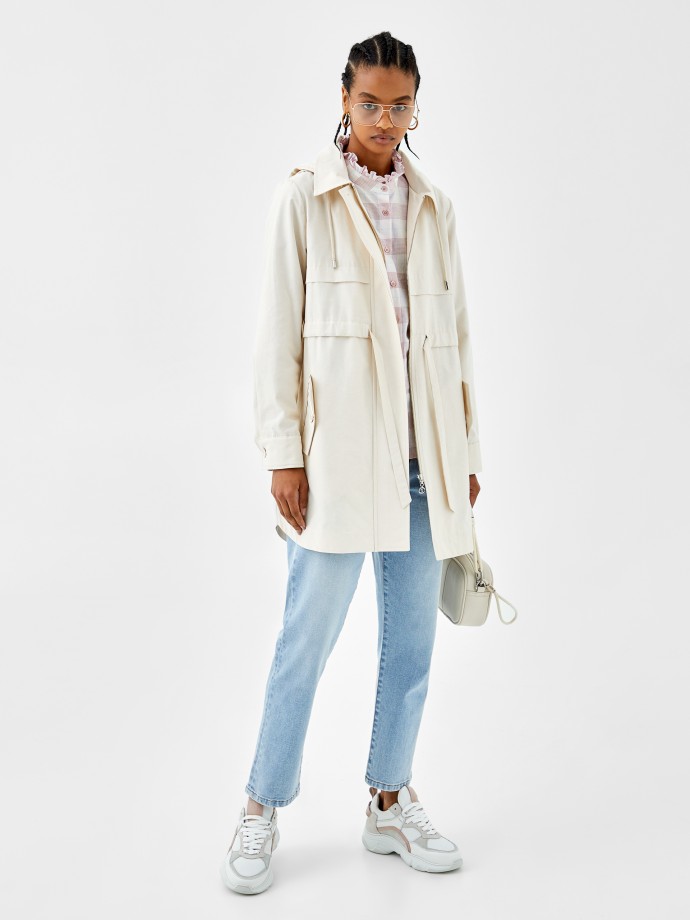 Trenchcoat with removable hood