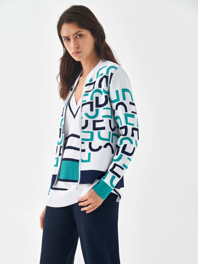 Jacquard jacket with lettering