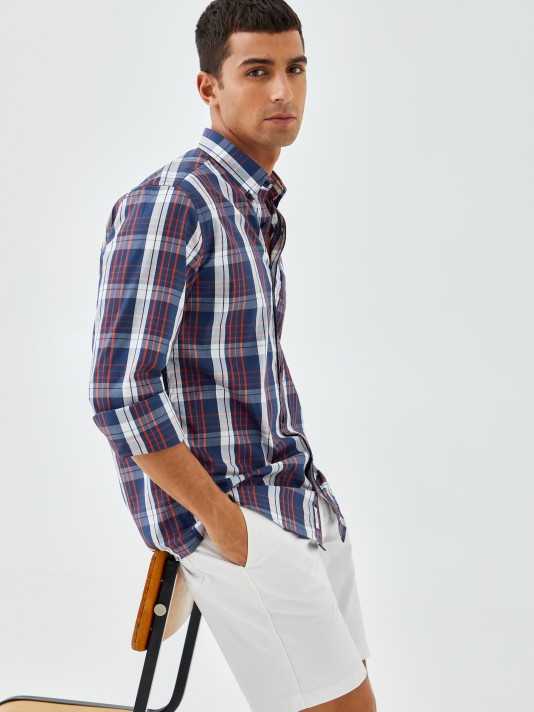 Regular fit shirt with checkered pattern