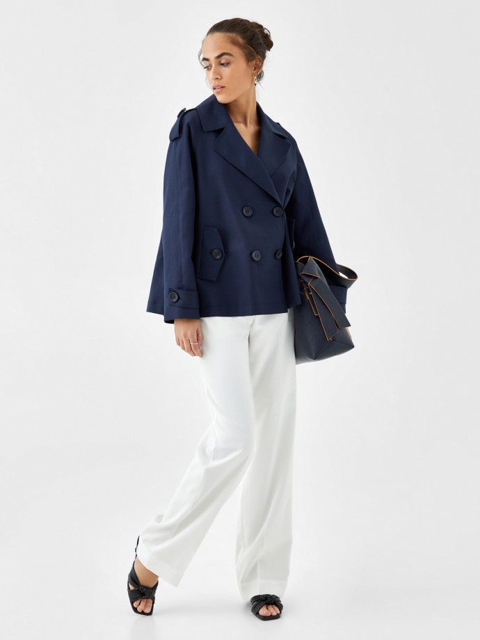 Navy blue cotton and linen jacket