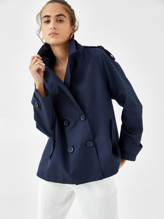 Navy blue cotton and linen jacket
