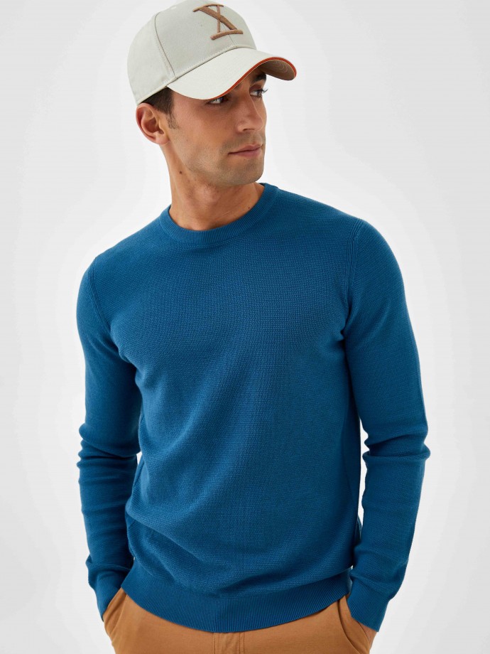 Camisola azul 100% algodão