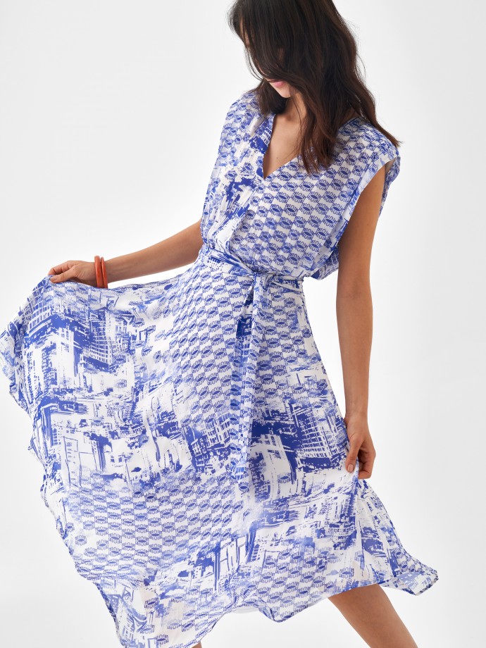 Asymmetric printed dress