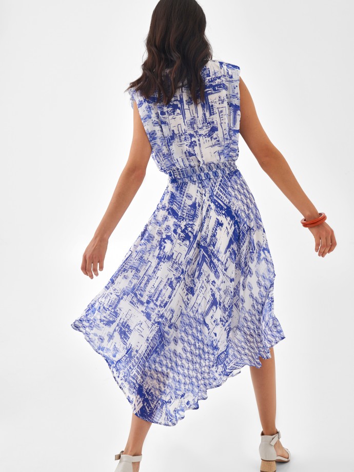 Asymmetric printed dress