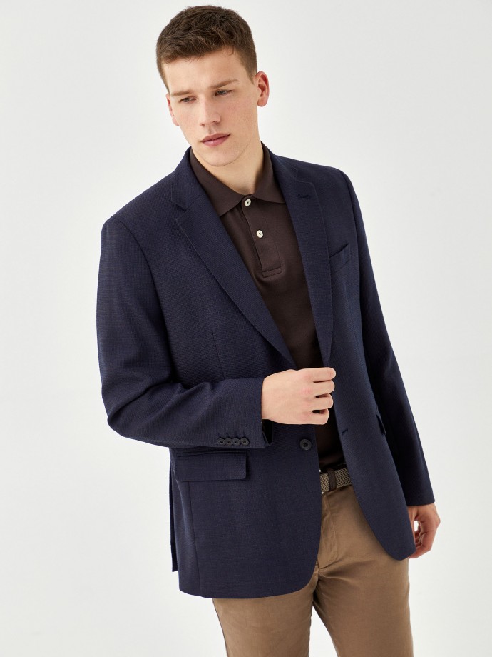 Blazer regular fit de 100% lana