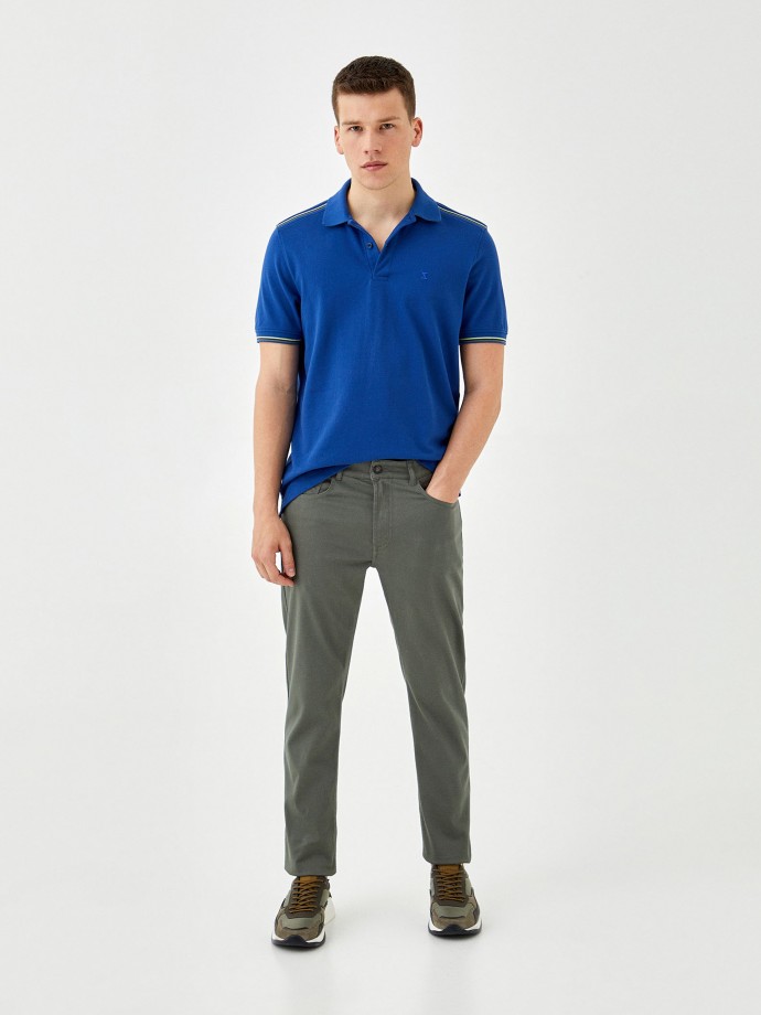Stretch cotton slim fit trousers